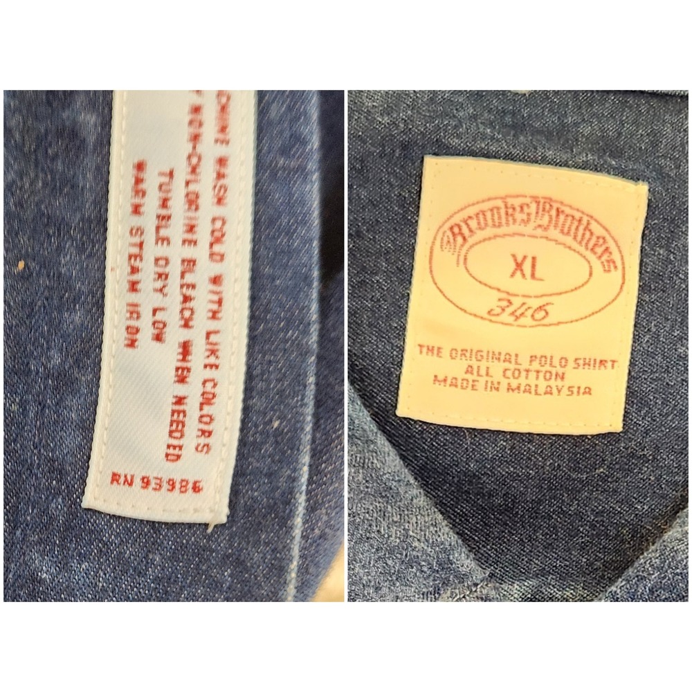 Brooks Brothers 346 Mens XL Blue Denim Long Sleeve Button Down Shirt All Cotton - Picture 4 of 12